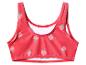 Rotes Kinder-Bikini-Oberteil mit Erdbeermuster.