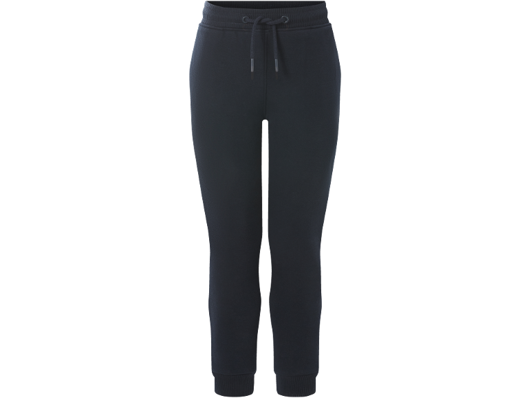 Schwarze Damen-Jogginghose mit Kordelzug am Bund und Rippbündchen.