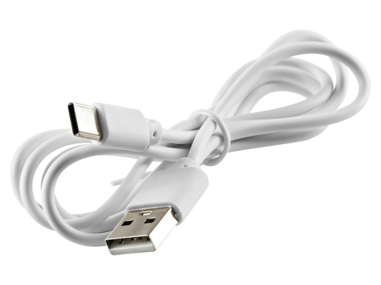Ein weißes USB-C auf USB-A Kabel.
