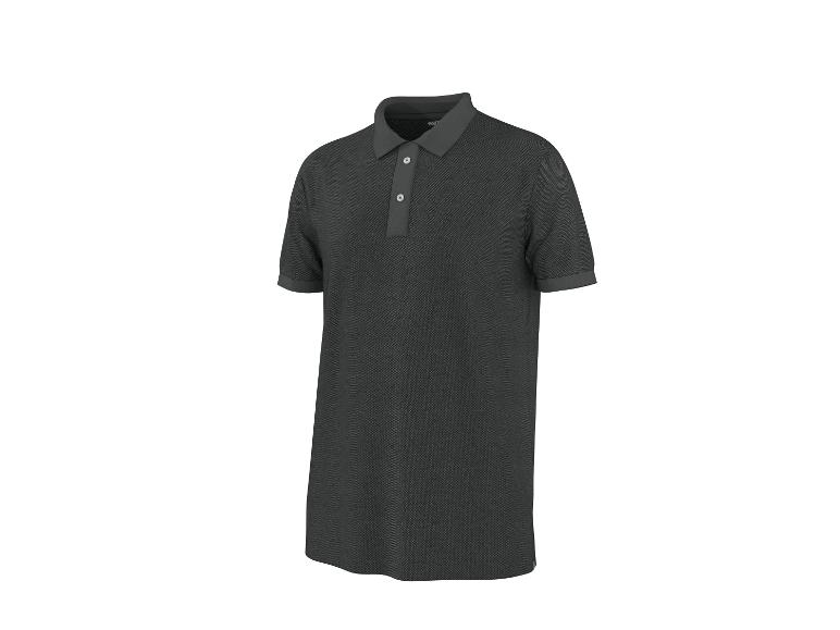 Dunkelgraues Herren-Poloshirt mit kurzen Ärmeln und Kragen.