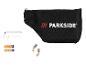 Schwarze PARKSIDE Tasche mit Inbusschlüsseln, Batterien und Kohlebürsten.