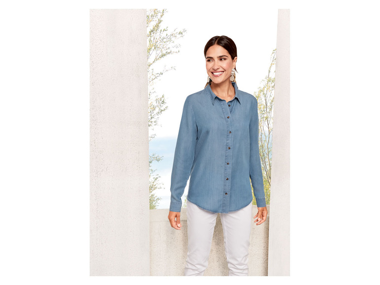 Gehe zu Vollbildansicht: esmara Damen Bluse, leicht tailliert geschnitten, mit abgerundetem Saum - Bild 3