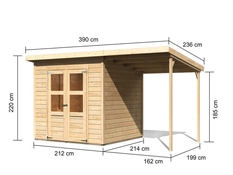 Gehe zu Vollbildansicht: Karibu 14 mm Gartenhaus »Pyrmont 3«, aus Holz, naturbelassen, 4,5 qm - Bild 17