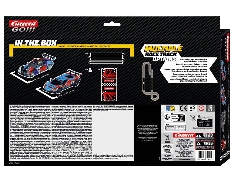 Carrera Extension Pack Box mit Schienenteilen und Layout-Optionen.