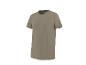 Einfaches, einfarbiges Khaki-T-Shirt mit Rundhalsausschnitt und kurzen Ärmeln.