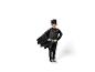 Lächelndes Kind in einem schwarz-goldenen Batman-Kostüm.