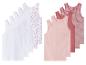 Set aus 10 Mädchen-Unterhemden: 5 weiße (eines mit Herzen), 5 rosa (eines gestreift).