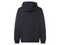 Ein dunkelblauer Kapuzenpullover.