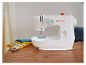 Singer M1505 Nähmaschine, Stoffe und Nadeln.