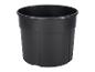 Schwarzer runder Plastikmülleimer
