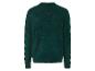 Ein dunkelgrüner Strickpullover mit Zopfmuster an den Ärmeln.