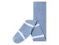 Blaue Baby-Leggings mit weißen Streifen und rutschfesten Punkten.
