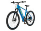 Ein blaues Fischer E-Mountainbike mit Rockshox Federgabel.