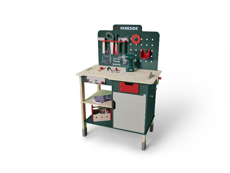 Parkside Spielwerkbank mit Werkzeugen und Zubehör.