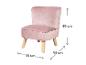 Rosa Samt-Kindersessel mit Holzbeinen, 50 cm hoch, 44 cm breit und 48 cm tief.