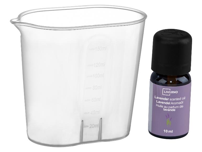 Messbecher und LIVARNO Lavendel-Duftölflasche