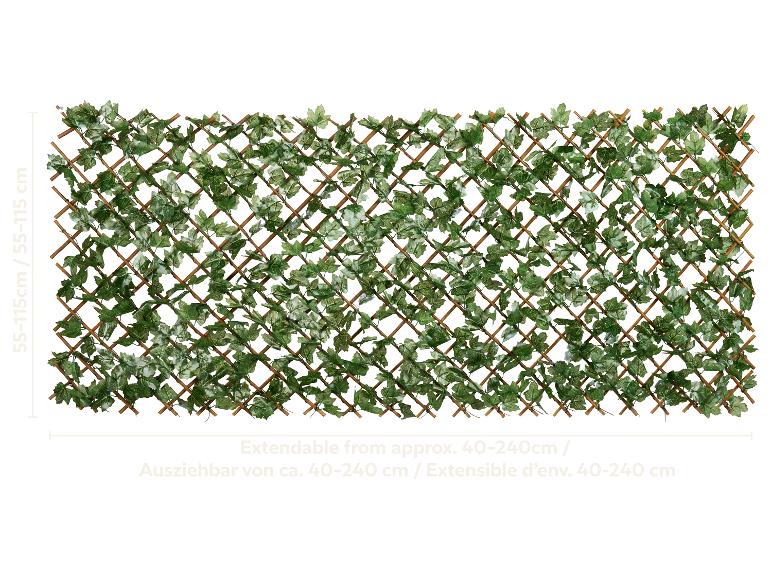 Ausziehbares künstliches Efeu-Rankgitter mit Maßen 55-115cm x 40-240cm