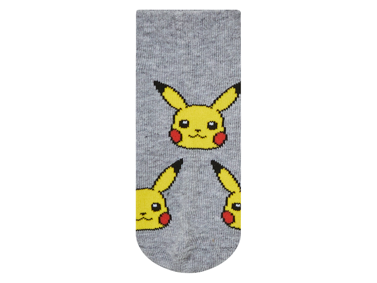 Graue Socken mit Pikachu-Motiv, Pokémon.
