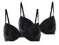 Zwei schwarze BHs mit glatten Cups.