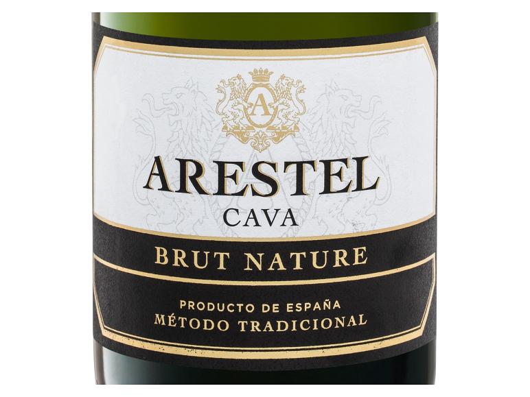 Etikett einer Cava Brut Nature Sektflasche aus Spanien