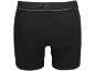 Schwarze Herren-Boxershorts mit geripptem Bund und einem dünnen grauen Streifen.