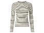 Gerippter Langarmpullover in Schwarz-Weiß-Streifen.