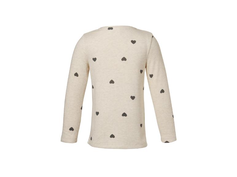 Weißes Langarmshirt mit grauen Herzen.