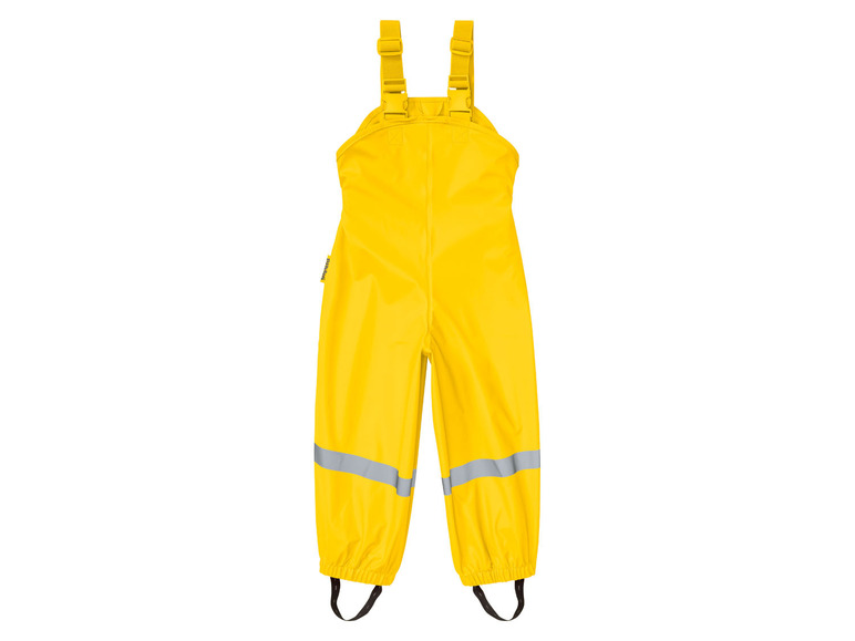 Gelbe Regenhose mit Hosenträgern für Kinder.