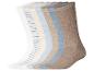 Siebenerpack Socken in neutralen Farben, darunter unifarbene und gestreifte Designs.
