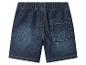 Dunkelblaue Jeans-Shorts mit elastischem Bund und Gesäßtasche.
