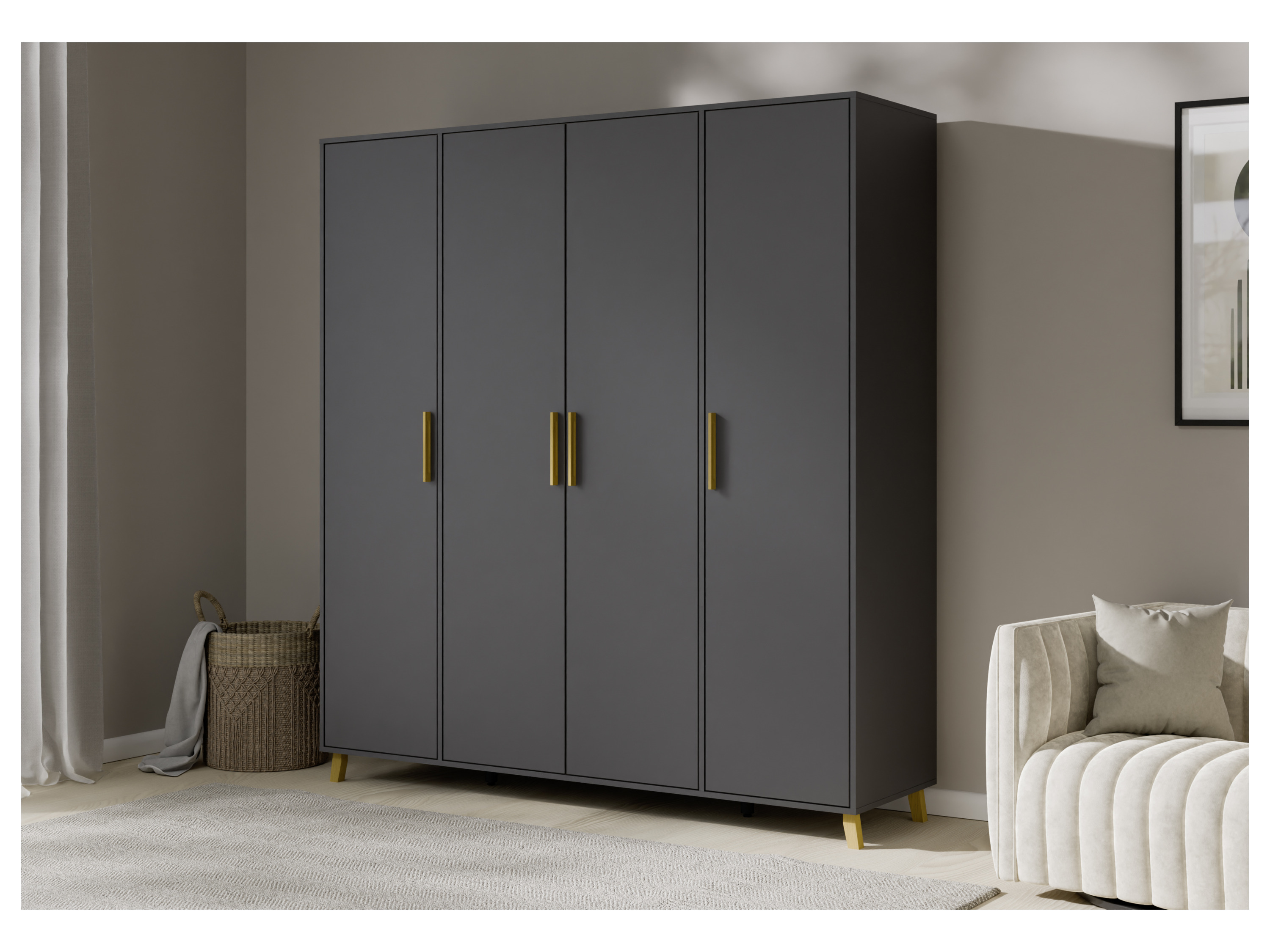 RAUCH BLUE Shinjo Drehtürenschrank (Premium-Zubehör, graumetallic, Breite 187 cm / Höhe 203 cm) – Bild 3 von 4