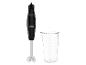 Schwarzer Stabmixer mit transparentem Messbecher.