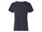Dunkelblaues Damen-T-Shirt mit kurzen Ärmeln.