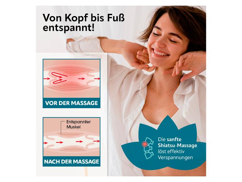 Frau entspannt nach Shiatsu-Massage, die Muskelverspannungen effektiv löst.