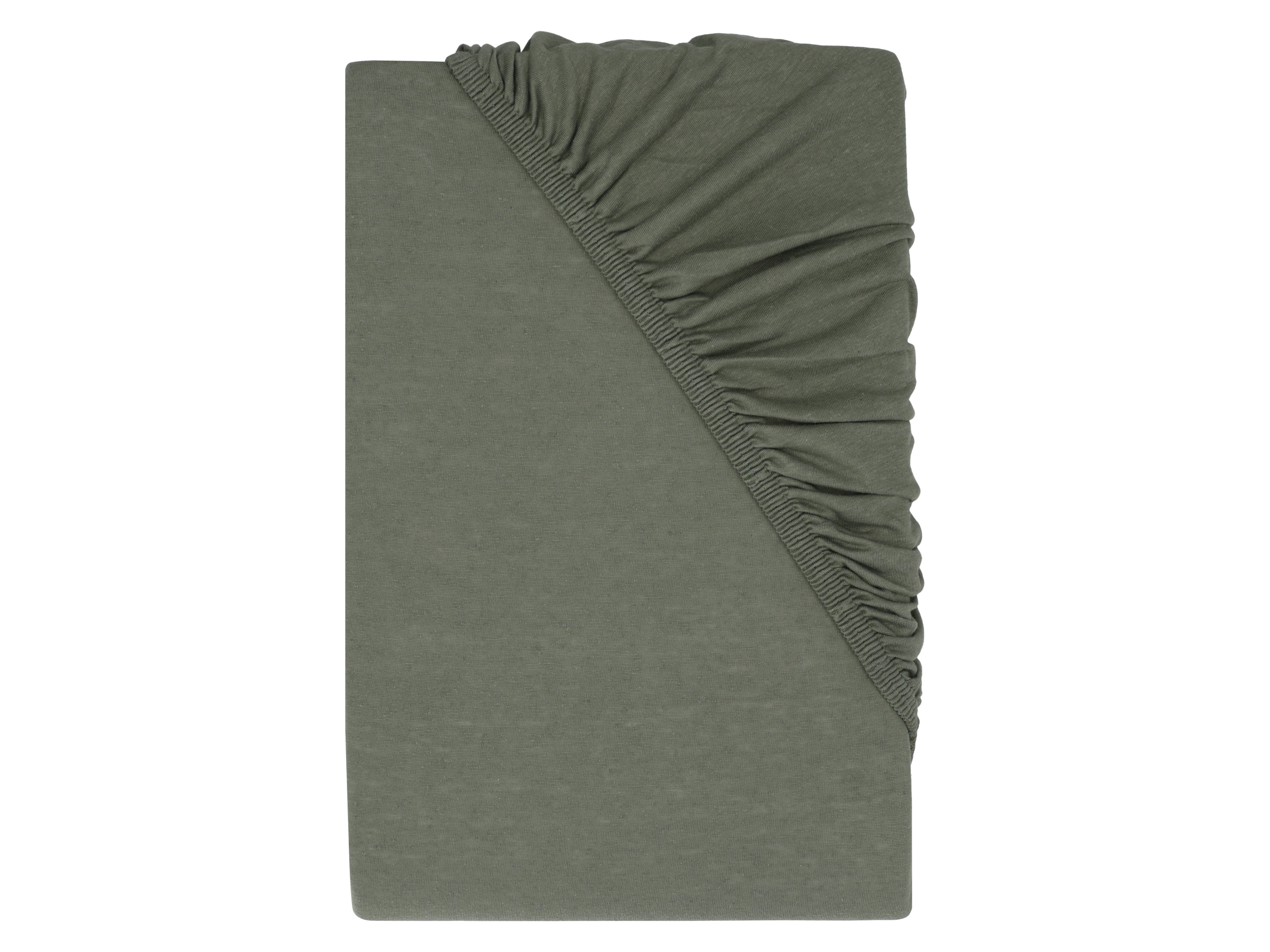 LIVARNO® Jersey-Spannbettlaken mit Leinen, 140-160 x 200 cm (Grün)