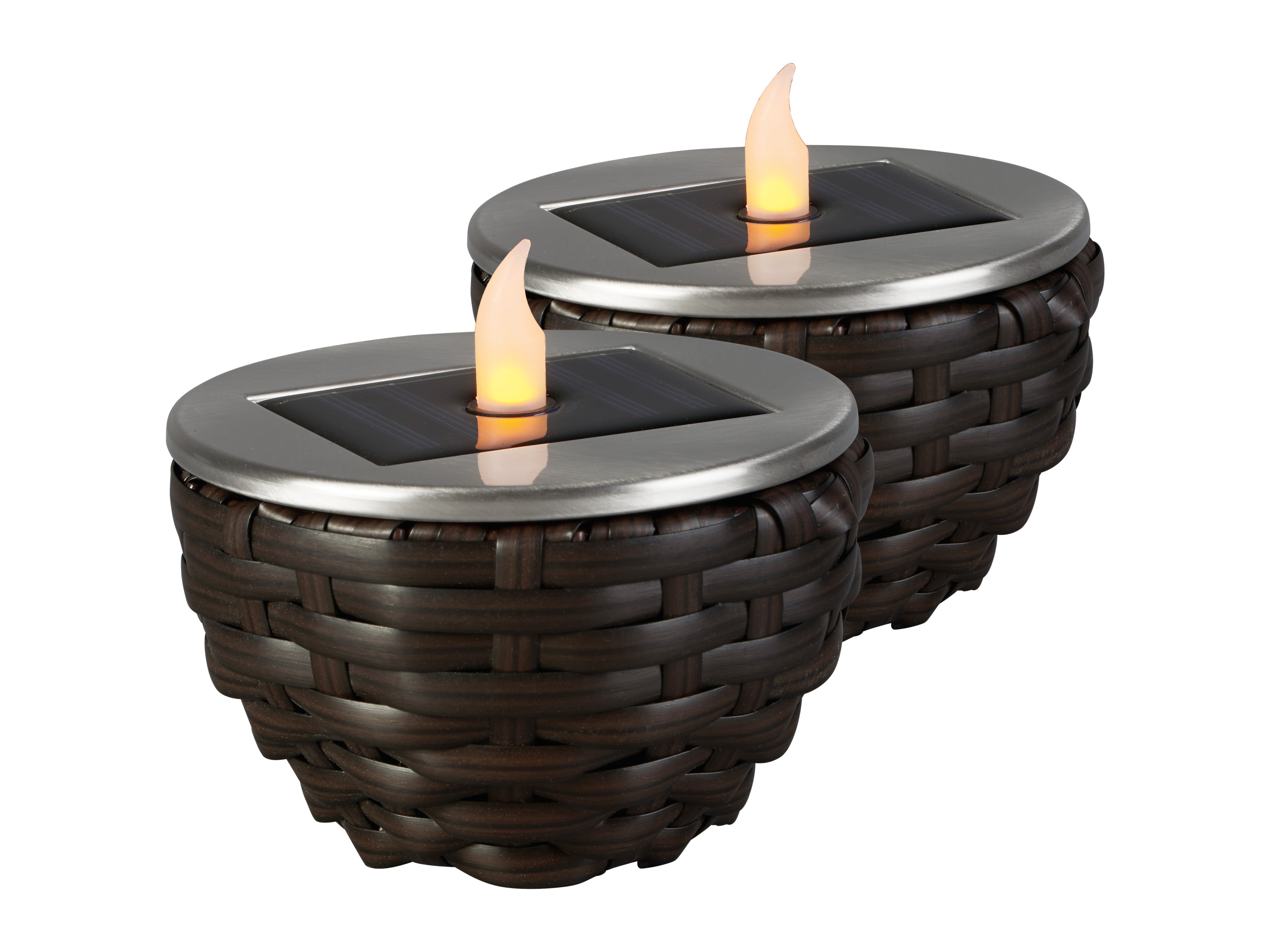 Thumbnail - LIVARNO home LED Solarleuchte geflecht 1er/ 2er (2er Set, dunkelbraun)