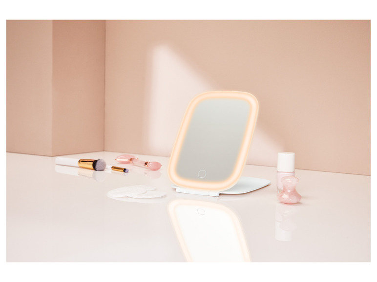 Gehe zu Vollbildansicht: CIEN Beauty LED-Kosmetikspiegel, klappbar, mit Akku und 3 Lichtfarben - Bild 19
