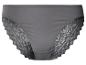 Graue Unterhose mit Spitze.
