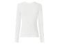 Weißes geripptes Langarmshirt für Damen, Rückansicht.