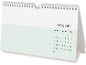 Tischkalender für Januar mit weißen und mintgrünen Seiten, zeigt Daten und Wochentage.