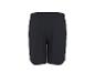 Schwarze Sportshorts mit elastischem Bund, Rückansicht.