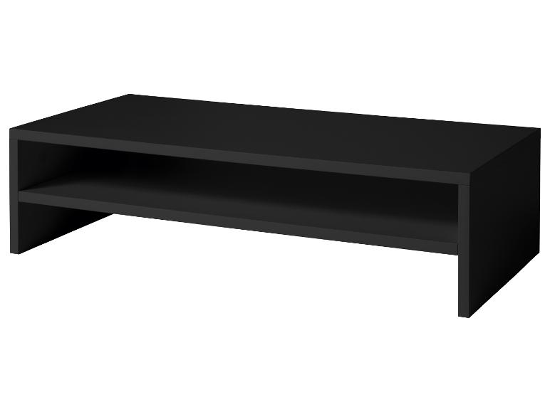 Schwarzes TV-Board mit zwei Ablagen.