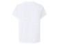 Weißes kurzärmeliges Sport-T-Shirt aus atmungsaktivem Stoff, Rückansicht.