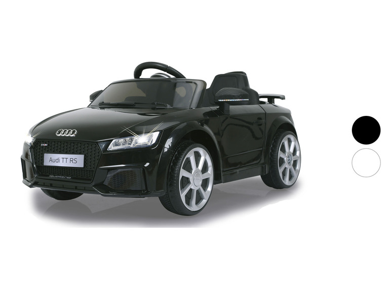 Ein schwarzes Audi TT RS Kinderauto.