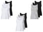 Sechs Basic-Tanktops in Weiß, Schwarz und Grau