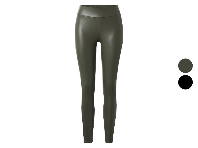 Damen-Leggings aus Kunstleder in Olivgrün