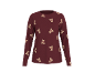 Langarmshirt in Dunkelrot mit Teddybären-Muster