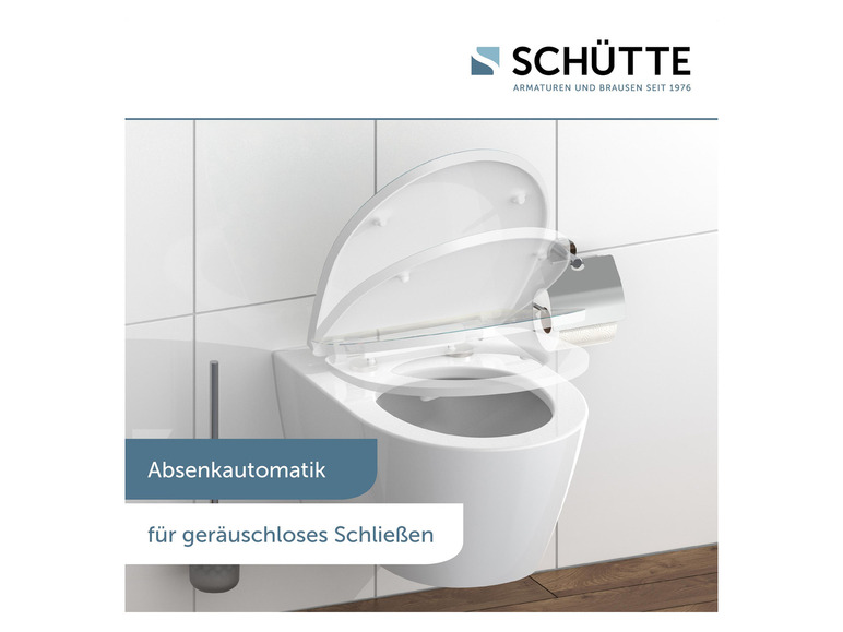 Eine weiße Toilettensitz mit Soft-Close-System von Schütte.