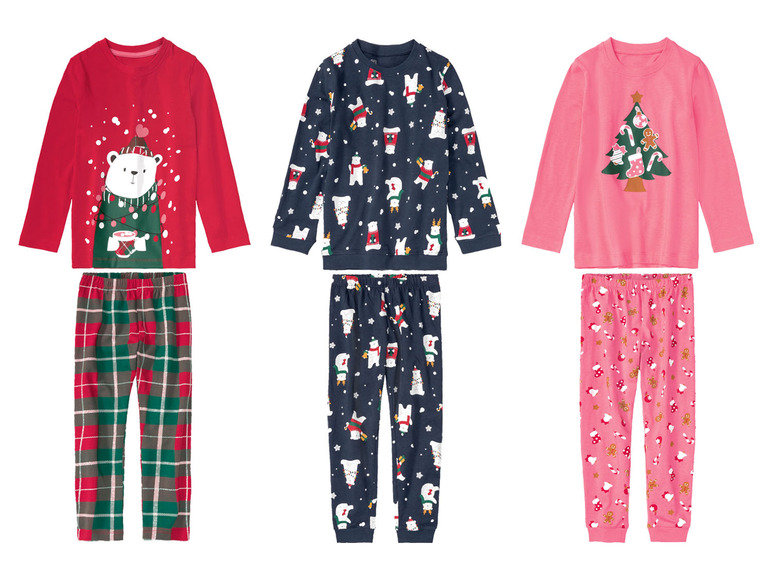 Gehe zu Vollbildansicht: lupilu® Kleinkinder Mädchen Pyjama mit weihnachtlichen Motiven - Bild 1