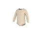 Langärmeliger Baby-Body in hellem Beige, aus weichem, strukturiertem Stoff.